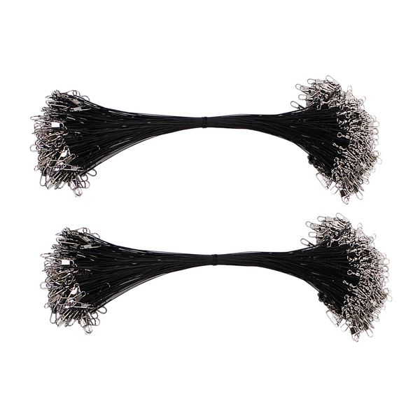 

200 pieces anti bite steel wire fishing line leaders with swivels 30cm black