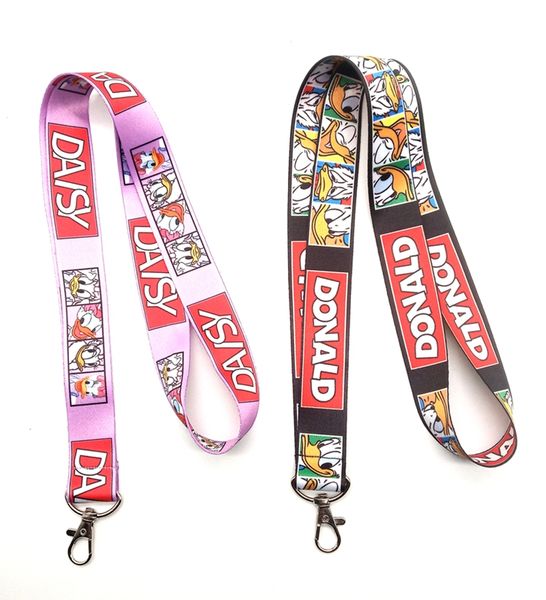 

new cartoon daisy neck lanyard keychain mobile phone strap id badge holder rope key chain keyring, Silver