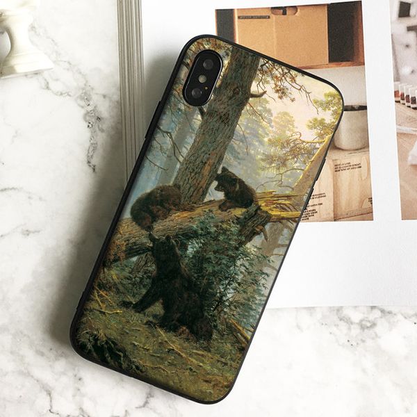 

fundas luxury forest russian bear phone case for iphone 11 pro xs max xr 8 7 6s plus 5 se case soft black tpu silicone cover.