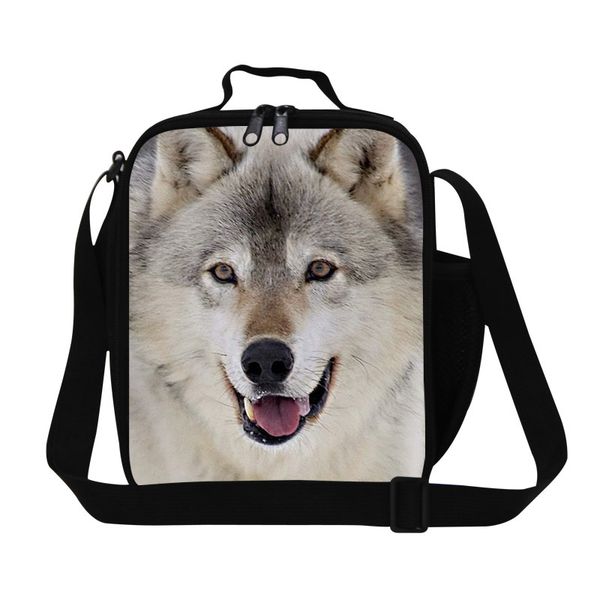 

stylish lunch bags for adults,wolf pattern insulated lunch bags for children school,animal thermal container work, Blue;pink