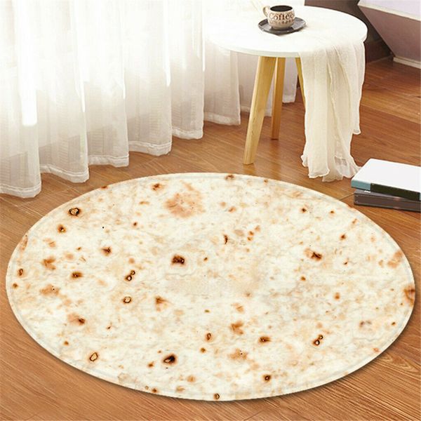 

60cm mexican burrito tortilla blanket soft flannel blanket throw carpet round printing rug anti slip mat for home living room