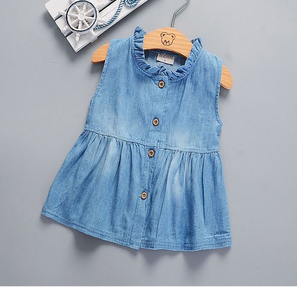 

toddler kids baby girl dress toddler baby sleeveless princess blue denim tutu dresses children clothing cute girls costume, Red;yellow