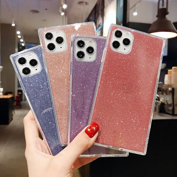 

2 layers hybrid glitter case for iphone models tpu drop-proof case mobile phone protective shell,4 colors available