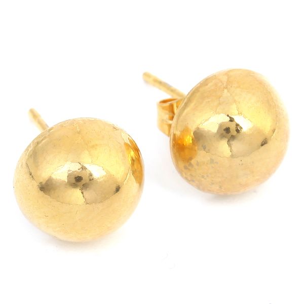 

half ball earrings amazing smooth yellow two tome gold color women half ball stud earrings, Golden;silver