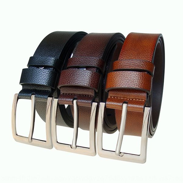 

2019 new casual solid color pu aviation pin wash belt men's pin buckle belt, Black;brown