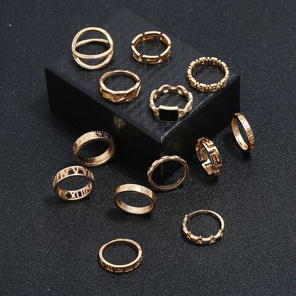 

fashion-retro geometric ring letter star 13 piece new alloy ring set, Silver