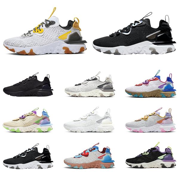 

react element vision 55 87 running shoes men women triple black white iridescent honeycomb mens trainers sports sneakers size 36-45
