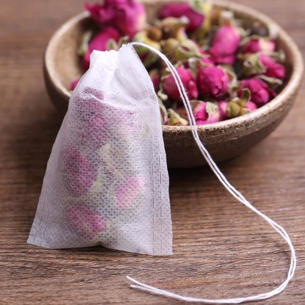 

100pcs pack teabags 5.5 x 7cm fabric empty scented tea bags with string heal seal filter for herb loose tea bolsas