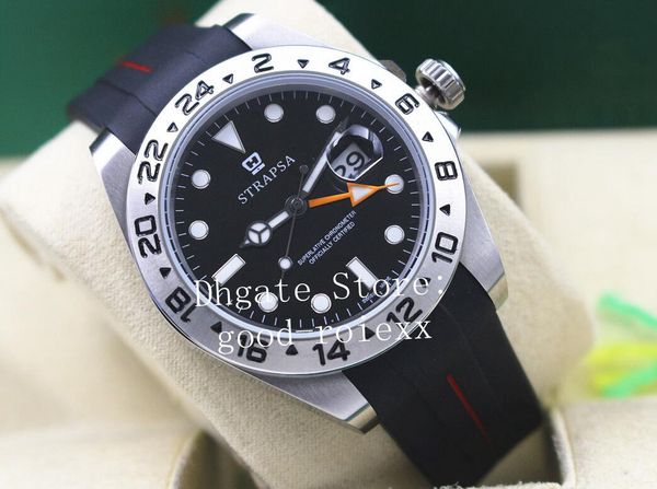 

men's white black sapphire automatic 2813 movement watch men 216570 watches mens rubber strap gmt perpetual chronometer sport wristwatc, Slivery;brown