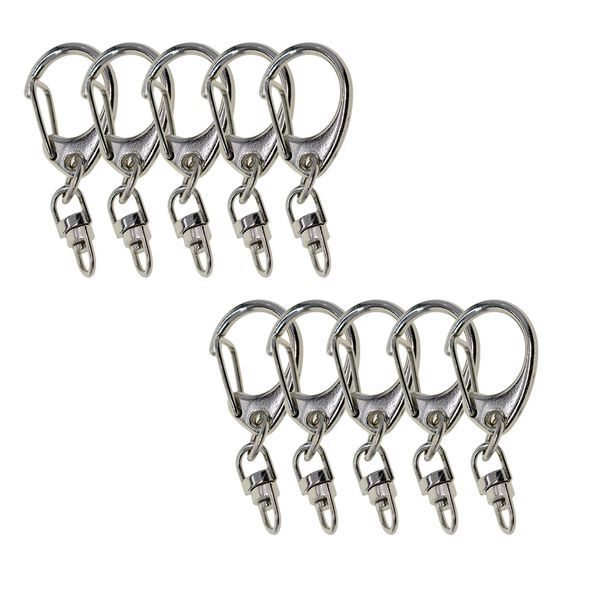 

10 piece alloy swivel lobster clasp snap hook clips keychain key ring key organizer holder jewelry making findings silver, Blue;slivery