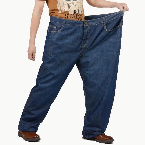 

men jeans slight classic denim pants male washed blue designer causal trouser jeans fat 130kg 140kg 150kg plus szie 32-48 50 52