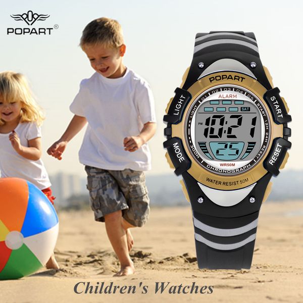 

popart kids watches satch alarm 50m waterproof led digital wristwatches fashion sport watch children watches for boys girls, Blue