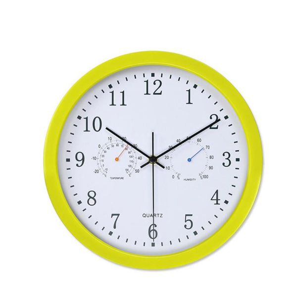 

nordic style art decor battery operated no ticking indoor round wall clock home accurate silent quartz hygrometer