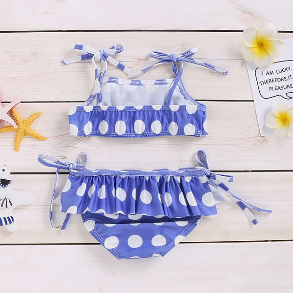 

summer swimwear baby kids girls two piece sleeveless dot swimwear swimsuit bikini outfits newborn cartoon pattern bathing suits, White