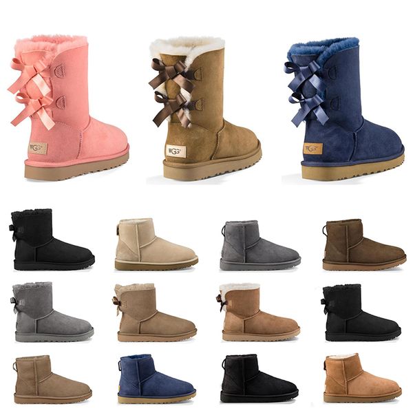 

Hot sale Designer Australia women classic snow boots ankle short bow fur boot for winter women winter shoes size 36-41 dropshipping