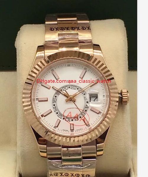 

factory supplier watch new white 42mm sky-dweller 326934 stainless steel mechanical automatic men's watches, Slivery;brown