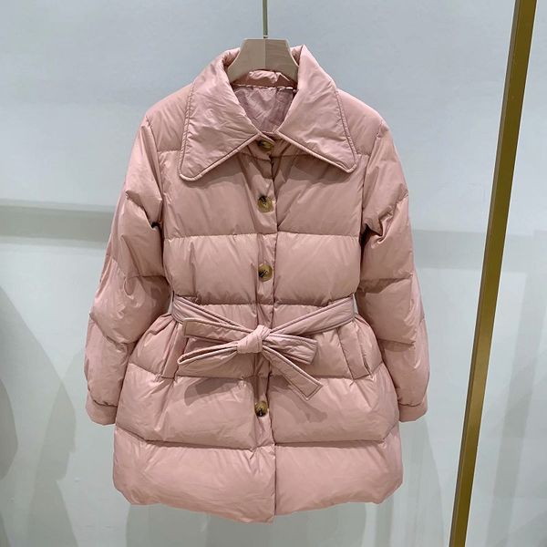 

women's down & parkas rlyaeiz europe style women winter coats streetwear fashion slim 90% white duck jackets parka with belt warm overc, Black