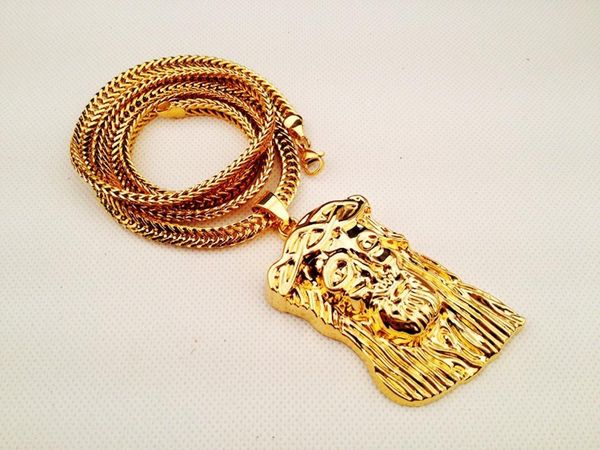 

large size pharaoh classic style head europe and america star hip hop necklace bieber jesus face chain, Silver