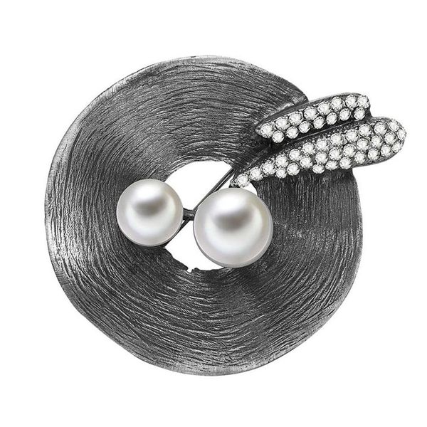 

new elegant brooch pin rhinestone hat fake pearl jewelry for clothing scarf decor, Gray