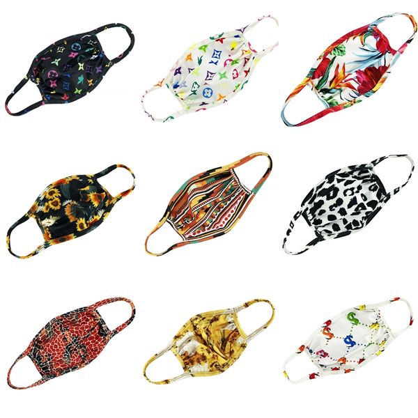 

floral print mask breathable foldable mouth masks anti dust reusable washable face mask without filter designer printed mask #424, Black