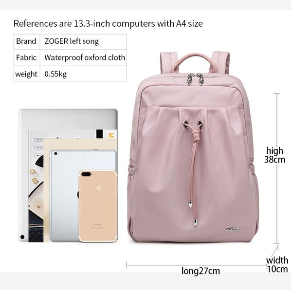 

zoger oxford cloth ultra light shoulder bag korean version 2019 new college student bag female simple wild backpack