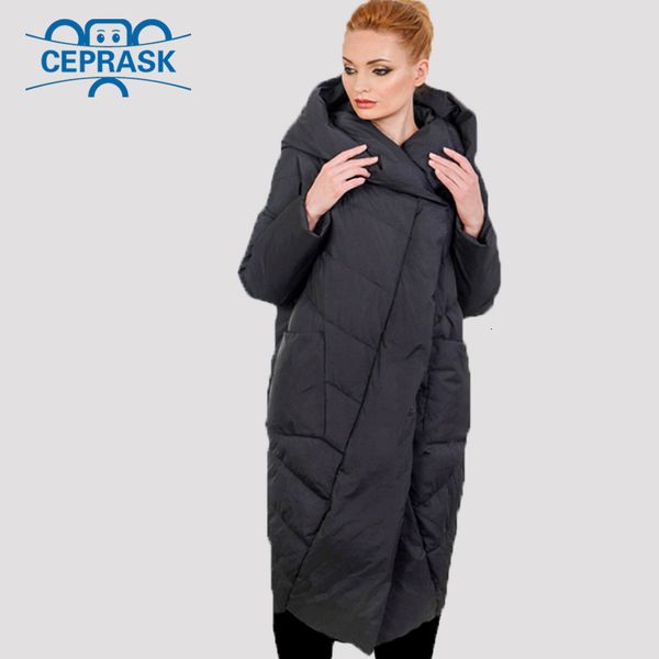 

2019 new thick parka plus size long bio plus hooded winter coat women european style warm stylish winter coat, Black