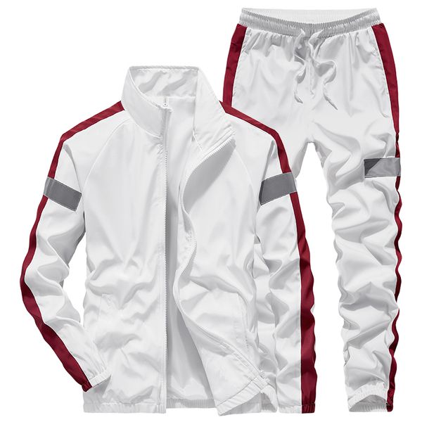 

loose korean tracksuit men white zipper streetwear long sleeve jacket men hip hop spring ropa hombre sweatsuits sets b60, Gray