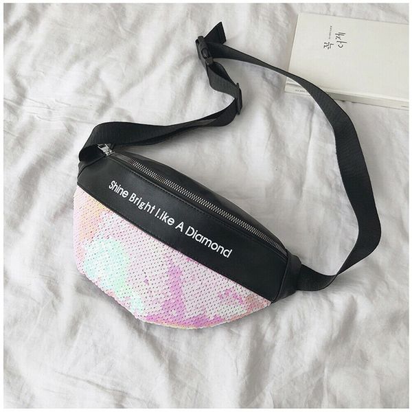 

2019 new women's waist bag fashion sequins heuptas fanny pack outdoor travel belt bag