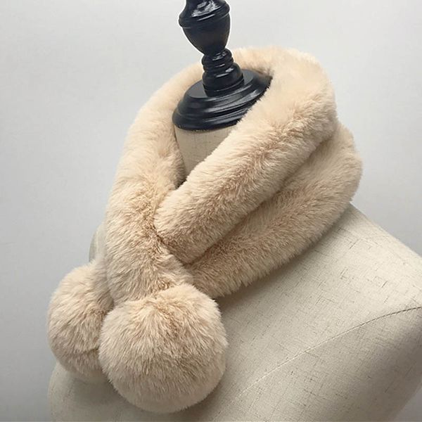 

winter fashion faux rex fur scarf for women solid plush fur warm scarfs female thickening scarves girl valentine'day gift