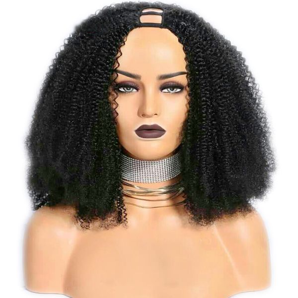 U Teil Afro kinky lockige Perücke menschliche Haarperücken für schwarze Frauen Brasilianische Virgin Remy U-Form Diva1