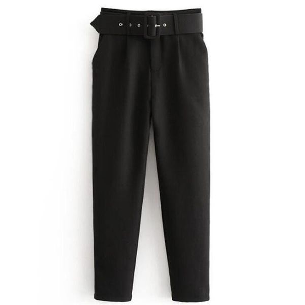 

bella philosophy high waist office lady belted pants causal black harem pants with sashes elegant lady trousers, White