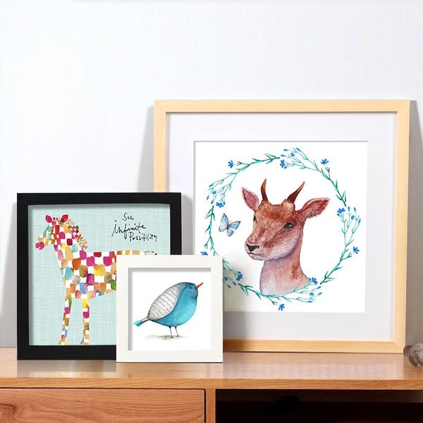 

square 5 color wood p frame without pictures on the table for family bedroom decoration or wall frames for child room pf0005