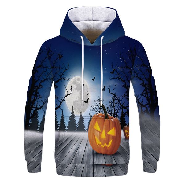 

mens designer new halloween pumpkin 3d digital printing sweater in, Black