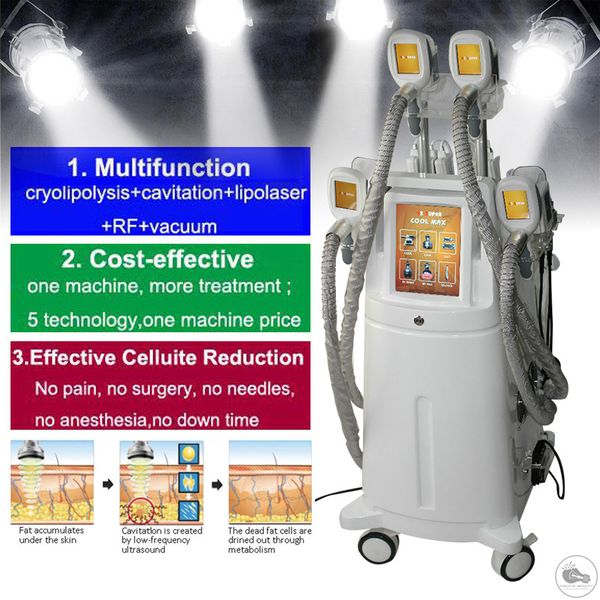 

4 рукоятки cryo жир замораживание машина lipolaser вакуумная терапия машина прохладный жира замораживания похудения cryolipolysis машина