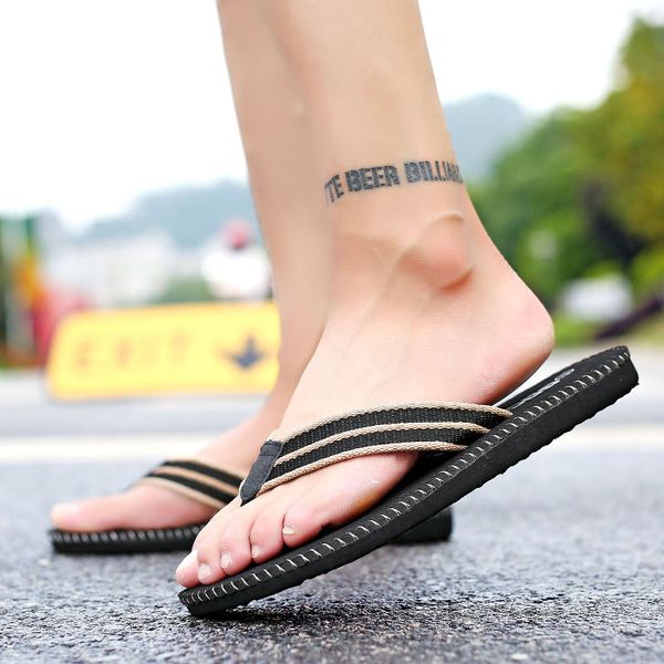 

men flip flops summer beach sandals slippers for men flats high non-slip shoes men's slippers pantufa, Black