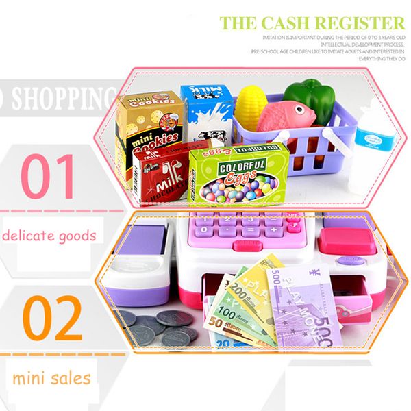 

mini simulation supermarket checkout counter goods toys pretend play shopping credit card cash register set toy for girls gift