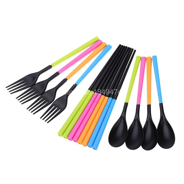

portable cute travel kids camping cutlery spoon fork chopsticks camping picnic set gift box for child kids students kcs