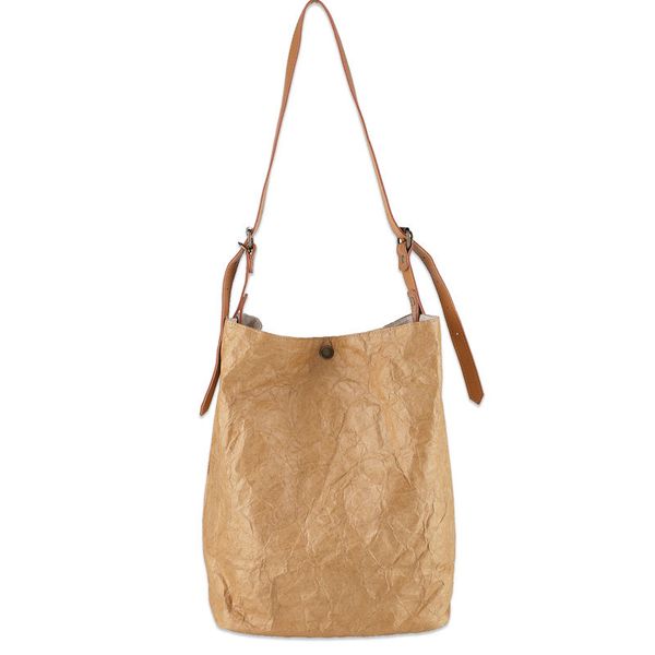 

miyahouse kraft paper large capacity women crossbody bag vintage simple style lady shoulder bag solid color female messenger