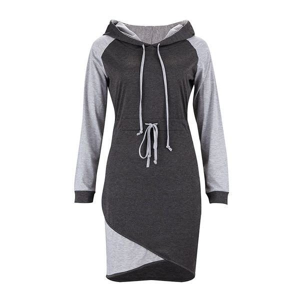 

women's dress ladies autumn long sleeve casual fashion sweater lace up slim fit plus size ladies dress, Black;gray