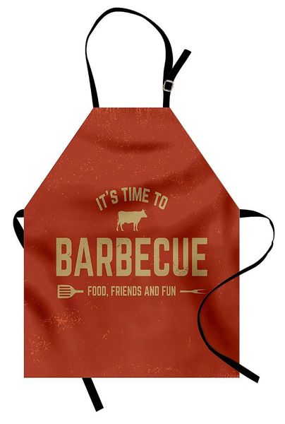 

bbq party apron its time to barbecue friends and fun quote with cow grunge backdrop kitchen bib apron for cooking baking