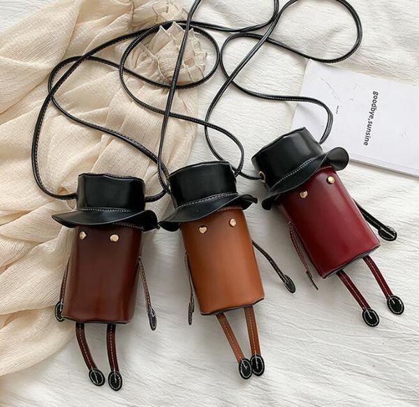

designer girl crossbady luxury cute little bag women cartoon funny robot bucket bag mini ugly cute shoulder cross bags