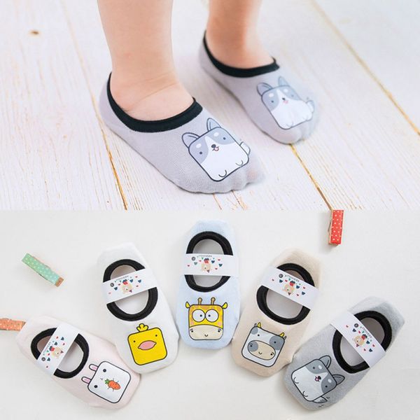 

baby cotton socks breathable casual fashion children's cute cartoon non-slip cotton floor slippers 5 pair/set, Pink;yellow