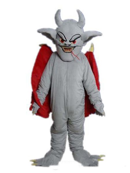 

2019 a grey bat mascot costume with a red cloak for to wear, Red;yellow