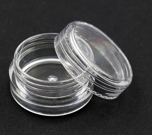 Kozmetik Krem Göz Farı Çiviler Toz Takı 500pcs için 3ML Temizle Tabanı Boş Plastik Konteyner Kavanozları Pot 3Gram Boyut