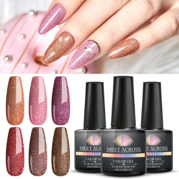 

meet across glitter nail gel polish semi permanent sequins uv gel manicure soak off shiny nail art lacquer varnish, Red;pink