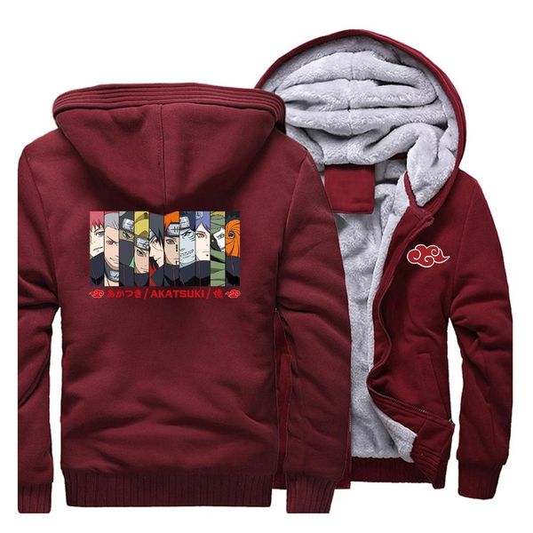 

naruto akatsuki hoodies for men casual popular mens jacket anime print male zipper coat streetwear harajuku costume, Black