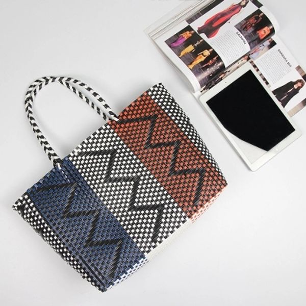 

beach bag summer big straw bags handmade woven tote women travel shopping handbags durable plastic woven basket
