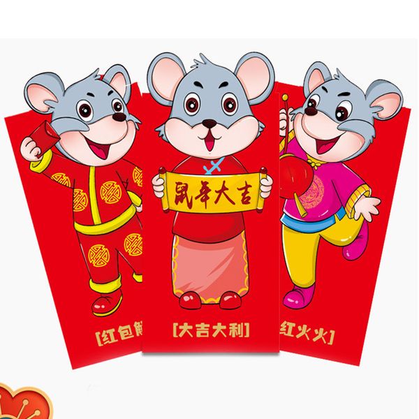 

hot 6шт 2020 китайский новый год бумага красный packet красный конверт лаки деньги сумка l99
