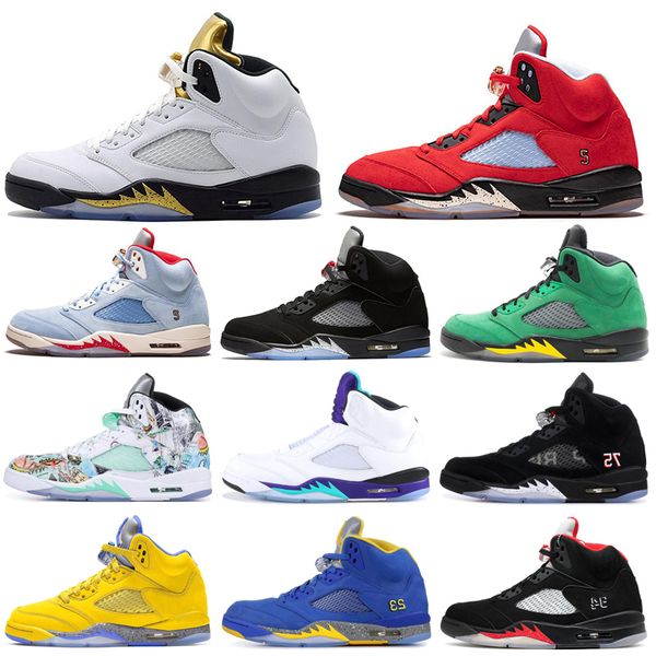 

2019 New 5 5s Men Basketball Shoes TROPHY ROOM Michigan Laney PSG Suede Camo Wings Space Jam Mens Trainers Sports Sneakers 7-13