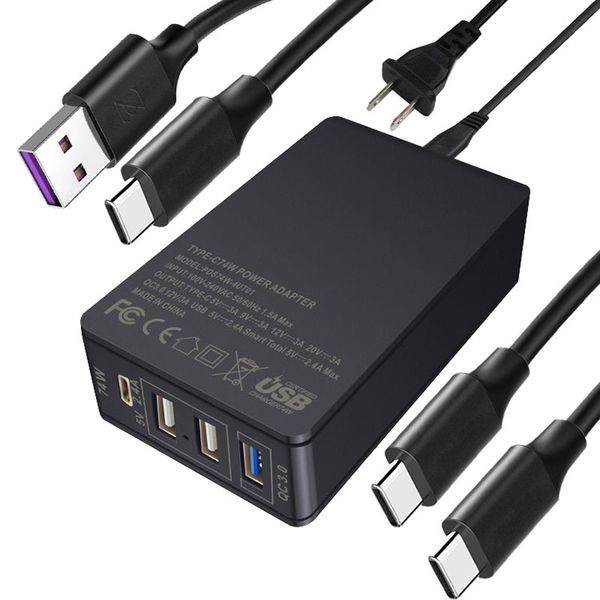 Melhor venda rápida carga 3.0 74W carregador USB multi porta com tipo c pd para telefone portátil 3a tipo c cabo